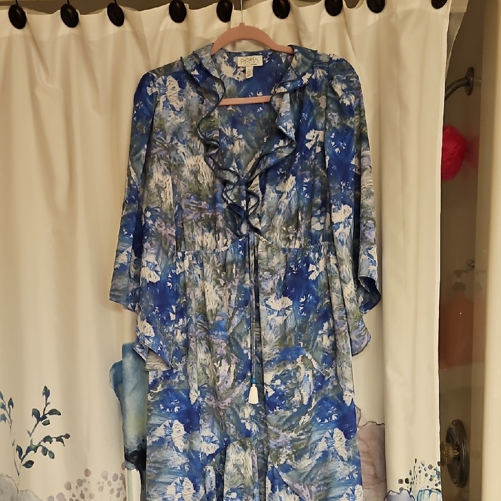 Floral Blue Midi Dress